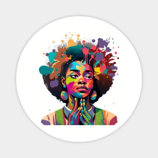 Afrocentric Woman Multicolored Painting Magnet